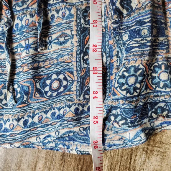 Esprit - Tie Waist Peplum Blouse - Blue and Coral Floral Patterned - Size 6 EUC - Picture 7 of 15